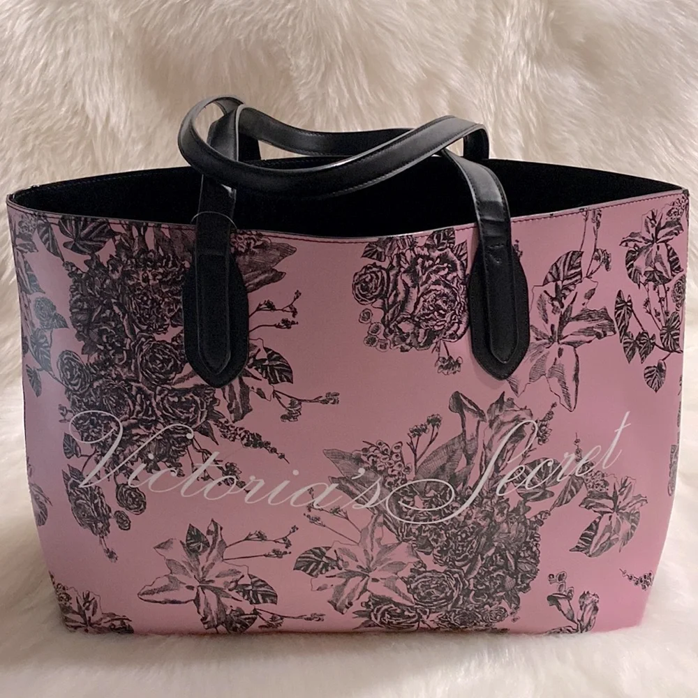 Victoria’s Secret Pink and Black Rose Tote NWT Excellent Condition - Picture 8 of 9